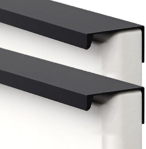 JIALUO0318 Invisible Handles Furniture Pull Aluminium Alloy Concealed Pull Kitchen Cupboard Handles Finger Edge Pull Door Knob Cabinet Handle Drawer Handles 2 Piece (Matte Black,Length 500mm)