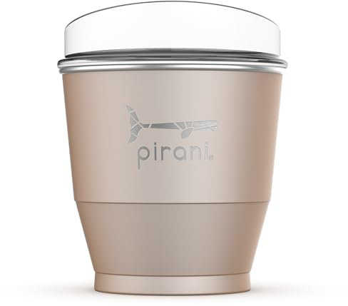 Pirani 10 oz. Insulated Stackable Wine and Whiskey Tumbler - Skinny-Wall Triple Vacuum Insulation Cup with Custom 1mm Thick Lid - Space Saving Design - Champagne