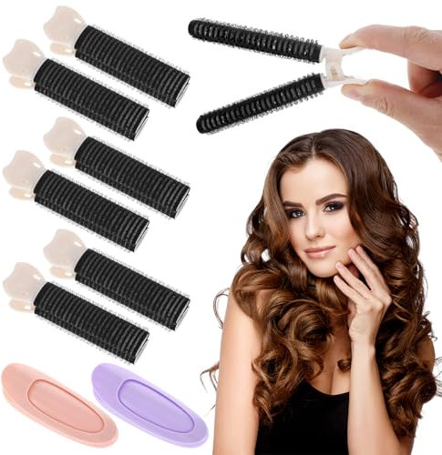 Giantree 8 pinzas voluminizadoras para el cabello para un peinado rápido, esponjoso y volumen instantáneo, reutilizable, multifuncional, rizado, herramienta de pelo natural (negro)