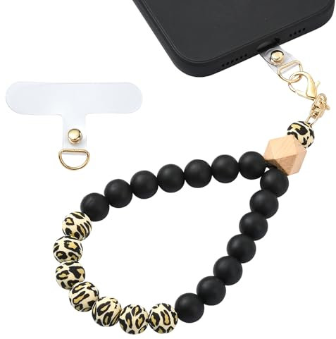 BEEFLYING Dragonne de téléphone en Silicone perlée, Cordon de téléphone Portable avec Languette d'attache, Bracelet élastique Mains Libres pour Femme, Couleurs mélangées 1