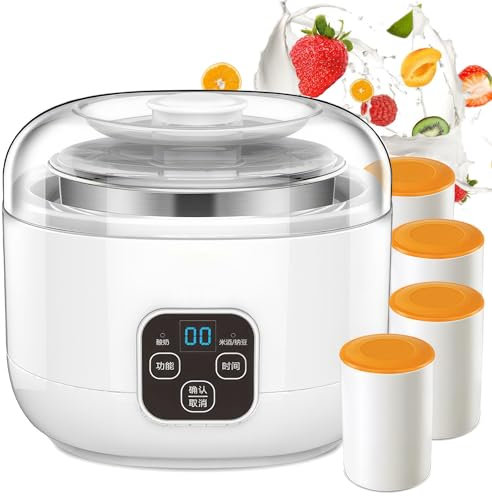 Yaourtière Électrique, Machine À Yaourt Automatique 1 L avec 3 Modes de Réglage Optimal de la Température, 4 * Tasses en Céramique, Fermenteur Automatique pour Préparer des Yaourts Faits Maison Frais
