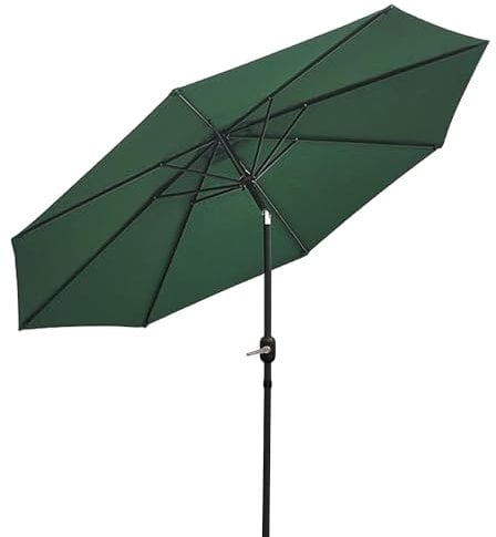 Vivo Technologies 2.7M Garden Parasol Round Garden Umbrella Sun Shading with Hand Crank, Tilt Function (UV 30+) Waterproof Parasol for Outdoor, Garden and Patio Green(Parasol Base Excludes)