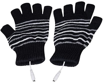 Happyyami Heated Gloves Electric Half Finger Mittens Usb Powered Hand Warmer for Winter Outdoor Sports and Daily Use