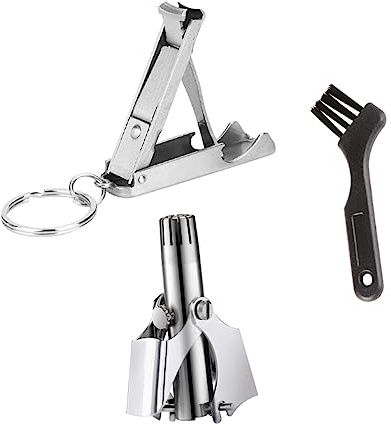 Ipetboom Edelstahl Nasenhaarschere mit Sicherem Trimmen Nageltrimmer und Reinigungsbürste für Präzise Nasenhaare Entfernung bei Männern und Frauen