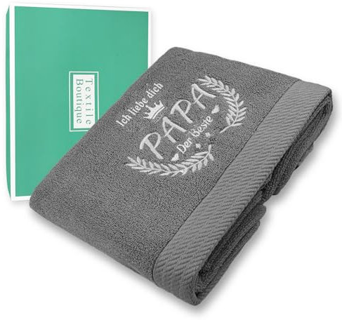 Hapculon Weltbester Papa Handtuch Bestickt Handtücher, Geschenke für Papa von Tochter Sohn, Bester Papa Geschenke Geburtstag Geschenk für Vatertag Weihnachten Badetuch Valentinstag Jubiläen 50x100cm