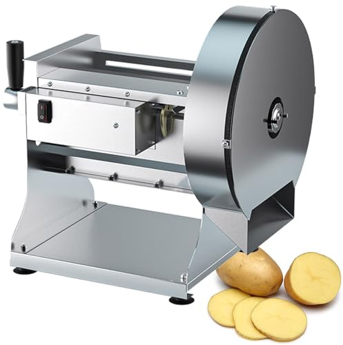 GESAIDES 0-10mm Commercial Onion Slicer Potato Chips Slicer Sweet Potato Slicer Tomato Slicing Machine Electric Cabbage Shredder Machine Vegetable Fruit Slicing Machine