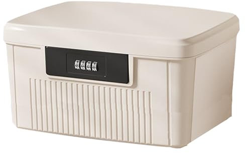 Sightday 16L Lockable Storage Box,Medicine Storage Box,Cell Phone Lock Box,Combination Lock Box For Kitchen/Home/School/Fridge/Office/Personal/Travel(Cream)