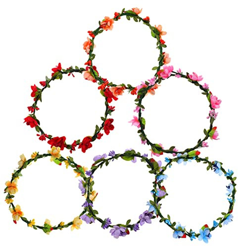 Mipcase 6stücke Blumenkranz-stirnband Für Braut Haarband Mit Blumenblättern Blumenkrone Für Hochzeit Blumenhaarband Für Fest Elegantes Kopfschmuck