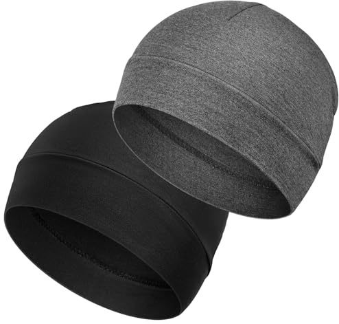 Kavya Berretto per Uomo Donna, 2PCS Leggero Cappello da Bici Sotto Casco, Perfetto cuffia da notte, Cappelli running per Casco da chemioterapia Cap in Cotone Artificiale per Estate
