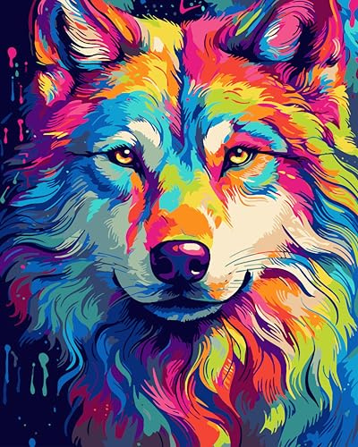 jieyisier Peinture Numero Adulte Le Loup,DIY Peinture Acrylique 40x50 CM