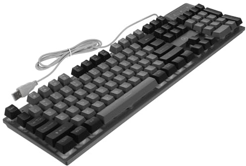 Hemobllo Clavier Mécanique USB 104 Touches Noir pour Jeu et Frappe | Rétroéclairage Rgb, Capuchons Suspendus, Abs et Plaque Renforcée, Support Pliable