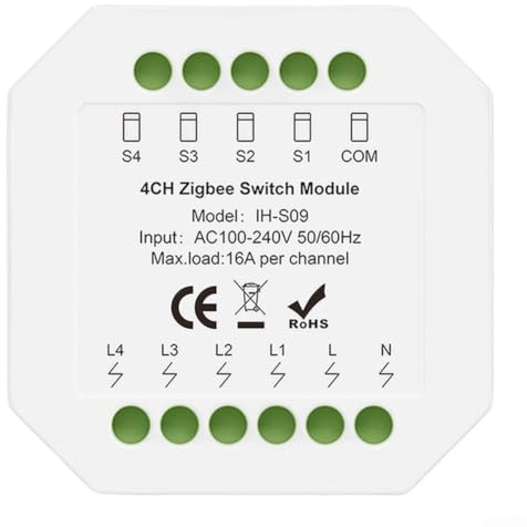 4-Kanal WLAN Smart Schaltmodul, 100-240 V AC, 16 A pro Kanal, für Tuya und für Zigbee, für intelligente Haussteuerung(2-channel für ZigBee)