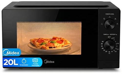 Midea 20 Liter Mikrowelle & 700 W Leistung | Schwarzer Tisch-Mikrowellenherd mit Drehteller, Auftaufunktion, 5 Leistungsstufen | Mikrowelle mit Timer
