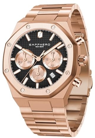 SAPPHERO Herren Uhren Edelstahl-Quarzuhr für Herren Wasserdicht Datumsanzeige Modische Business-Armbanduhr Geschenk für Herren