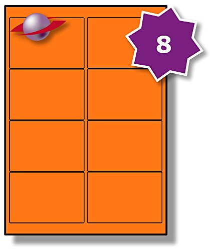 Label Planet® 8 Per Sheet, 10 Sheets (80 Fluorescent Orange Labels). Fluorescent Labels for Laser Printers, 99.1 x 67.7mm, LP8/99 FC.