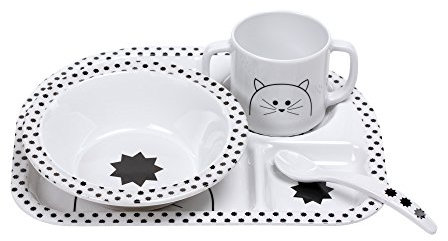 Conjunto de vajilla Lässig de melamina multicolor gato