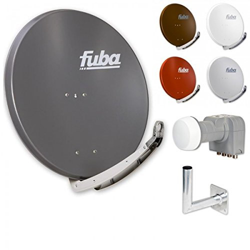 Fuba Digital HDTV Sat-Anlage 4 Teilnehmer | Fuba DAA 850 Premium Aluminium Sat-Antenne in Wunschfarbe + DEK 416 Quad LNB + Fuba DAZ Winkelwandhalter