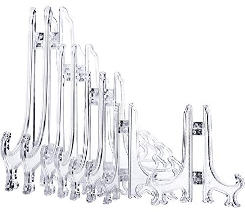 Boao 24 Pieces 3/4/5/6 inch Plastic Easel Plate Stands Holders Picture Easel (Clear)