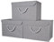 Grey Fabric Storage Boxes with lids. Stackable and Foldable. For wardrobes, shelves, clothes, bedroom, office, cupboard, keepsake memory box, crafts, toys, shoes, socks. Rope Handle 3pk 37x25x25cm
