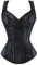 Grebrafan Straps Jacquard Weave Halter Corset Gothic Punk Basque Bustier Shapewear (UK(8-10) M, Black)