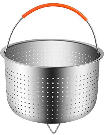 MCUILEE® Vaporeras para ollas, Cesta de Vapor con Inserto para cocinar arroz de Acero Inoxidable Cesto de Limpieza de Frutas multifunción con asa Cubierta de Silicona