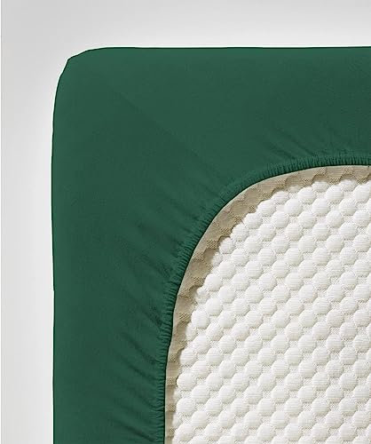 fleuresse Comfort Spannbettlaken (96 % Baumwolle, 4 % Elasthan), mit Rumdumgummizug, Ökotex Standard 100, für Matratzen bis 26 cm Höhe, 120 - 130 x 200 - 220 cm, jagdgrün