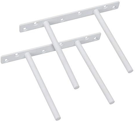 SAYAYO Equerre Etagere Murale Fixation Flottante Invisible, Tige Double Support Etagere Murale en Métal, Tablette Flottante Support Charge Lourde, Longueur 150MM, Blanc Brillant 2 Pcs, EJY9006W-2P