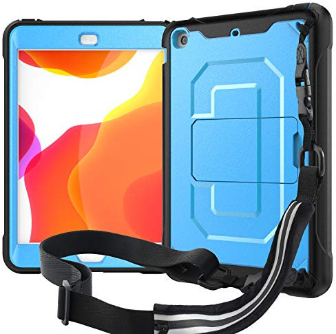 QYiD Funda para iPad Mini 3/2/1, resistente a los golpes, resistente a los golpes, funda protectora de alto impacto con soporte integrado y correa para el hombro para Apple iPad Mini 3 / Apple iPad