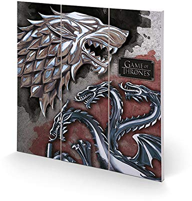 Game of Thrones (Stark & Targaryen Square Wood Panel