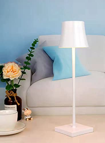 Seihoae Tischlampe Kabellos, 5200 mAh Batteriebetriebene Lampe, IP54 Wasserdicht, Vollaluminiumlegierung, Touch Schalter Dimmung, für Innen und Außen, Schlafzimmer, Restaurant, Buffet, Bar, Weiß