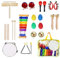 Instrument de Musique pour Enfant, ULIFEME 24 Pièces Instruments de Musique en Bois Percussion pour Bébé avec Xylophone, Tambourin, Triangle et Autre Instrument Jouets dans Un Sac de Transport