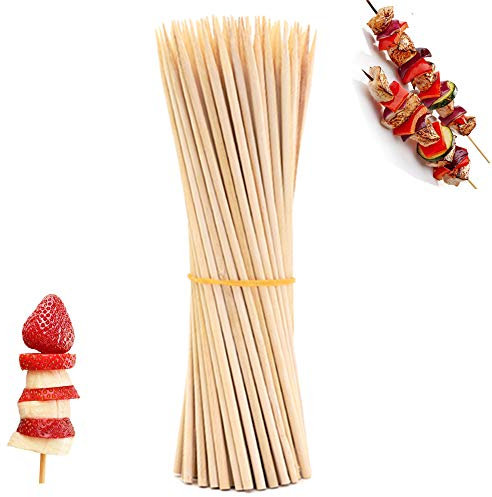 Meilliger Bamboo Sticks for Grill, 50Pcs 10 inches Natural Barbecue Skewers Campfire Fondue Stick for Kebab, Appetizer, Chocolate Fountain, Marshmallow Roasting, Sausage, Fruit Party Gathering Places
