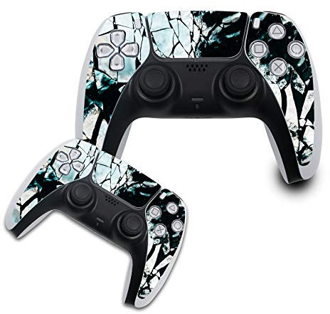 Finest Folia Schutzfolie kompatibel mit PS5 Sticker Hülle für Spiele Konsolen Controller Gehäuse Aufkleber Vinyl Folie Skin gegen Kratzer Design Cover R140 (Controller Set, Nr. 18 Broken Ice)