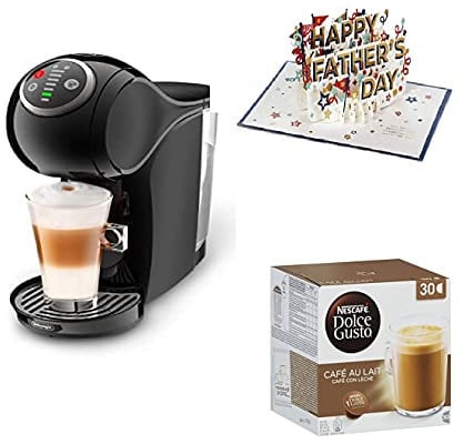 De'Longhi Nescafe Dolce Gusto, Genio S PlusEDG Coffee Machine with Café Au Lait Coffee Pods (90 Capsules) and Hallmark Father's Day Card