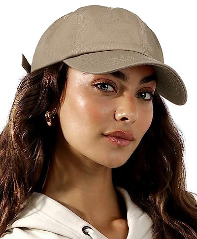 Damen Baseballkappe mit Satin-Innenfutter, exklusives sportliches Strapback-Hut, Unisex, vielseitig, Vintage Dad Hat, Khaki Dadhat, Einheitsgröße