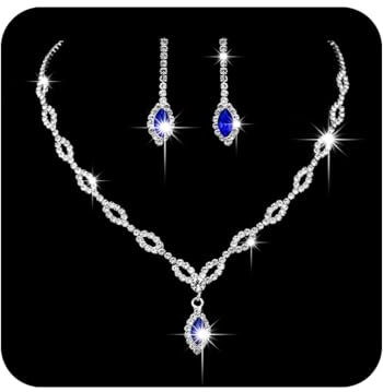 Unicra Brautschmuck-Set mit Halskette, Ohrringen, Kristall, Hochzeitsschmuck-Set, Strass-Choker-Halskette für Damen und Mädchen, Acryl, Strass