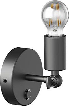 ledscom.de Vintage Wand-Leuchte FETRO Schalter, schwarz, schwenkbar + LED Lampe 370lm, extra-warmweiß