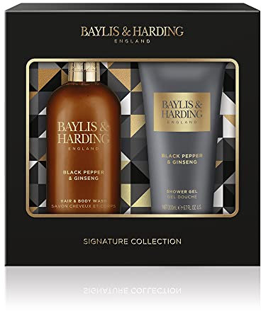 Baylis & Harding Black Pepper & Ginseng Men's Luxury Bathing Duo Gift Set (Pack of 1) - Vegan Friendly