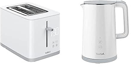 Tefal Sense Frühstücks-Set | Toaster mit Countdown-Funktion | Wasserkocher mit 5 Temperaturstufen | Geräte mit digitaler Anzeige | weiß