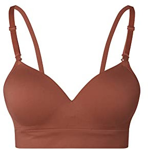 Lemef Seamless Bras for Women Wirefree Padded Bras Chocolate,Size S