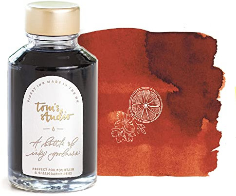Tom's Studio Fountain Pen Ink | No. 18 Marmalade Orange | 50ml, Premium Quality, Smooth Flowing, Elegant Glass Bottle