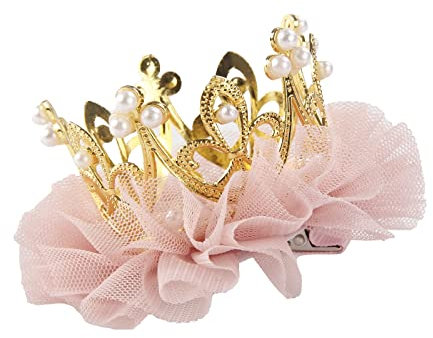 Nishine Baby-Krone Haarnadeln Prinzessin Mädchen Krone Tiara Haarspangen Tüllnetz Tiaras für Kinder Geschenk (Gold)