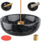 SIPARUI Marmor-Räuchergefäß mit 9 Löchern, handgefertigter Stabbrenner, ideal für Meditation, Verwischen, Dekoration, einfach zu greifende Asche (Schwarz)
