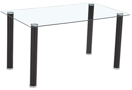 Home Heavenly® - Mesa de Cristal Templado Leiden de 120x80 cm con 4 Patas tubulares metálicas en Color Negro
