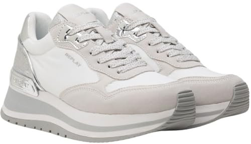 Replay Damen Sneaker mit Plateau, Mehrfarbig (Lt Beige Lt Gold 3200), 39