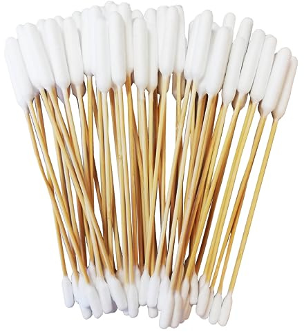 Pirbright Pet Company Extra Large 15cm Pet Dog Cotton Bud Ear Cleaner Long Bamboo Cotton Buds For Cleaning Animals Ears (50 Pack Double End Ear Buds)