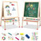 Savieva Holz Doppelseitige Kreidetafel für Kinder Tafel Malerei Holztafel Maltafel Schreib Schultafel für Kinder ab 3-15 Jahre ，Kreidetafel und Whiteboard Höhenverstellbar Standtafel (Extra groß)
