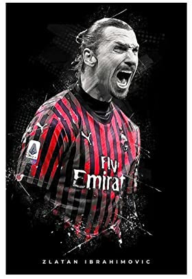 THNIKK Zlatan Ibrahimovic Fußballspieler Schlafsaal Schlafzimmer Wandkunst Deco Poster Leinwand Poster Schlafzimmer Dekor Sport Landschaft Büro Zimmer Dekor Geschenk ungerahmt 60 x 90 cm