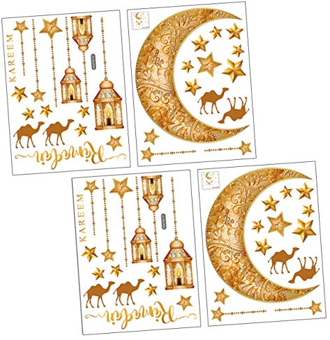 Gadpiparty 2 Sätze Mond Sterne Wanda Kleber Moschee Nacht Fenster Haften Ramadan Wohnkultur Ramadan Wandtattoo Ramadan Kareem Wandaufkleber Mond Sterne Wandtattoos Eid Haushalt Pvc Laterne