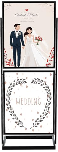 Gisafai Sign Holder Floor Stand, 22×28 Inch Double Sided Heavy Duty Slide-in Poster Stand for Display, 2 Tier Banner Standing for Outdoor Indoor Business Store Advertising(1 Pcs)
